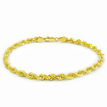 3mm 10K Yellow Gold Mesh Heart Link Ankle Bracelet 9.25 inches 